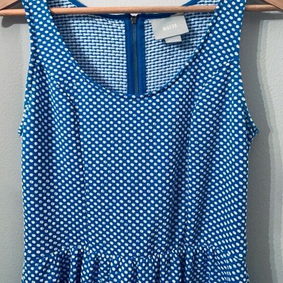 Anthropologie By Maeve Caldera Blue and White Polka Dot Dress Size Small - Picture 9 of 16